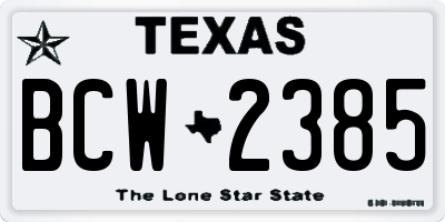 TX license plate BCW2385