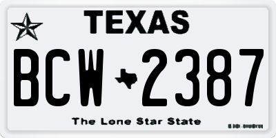 TX license plate BCW2387