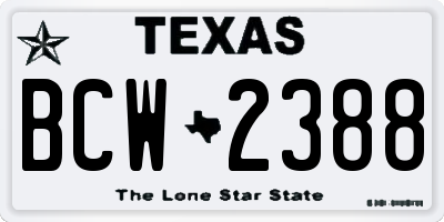 TX license plate BCW2388