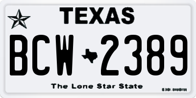 TX license plate BCW2389