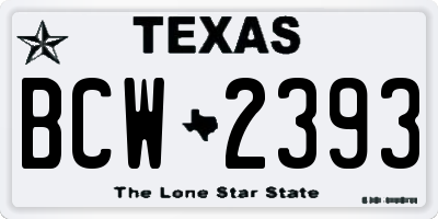 TX license plate BCW2393