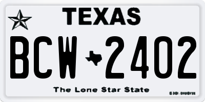 TX license plate BCW2402