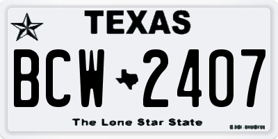 TX license plate BCW2407
