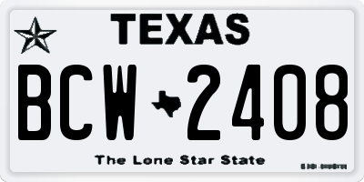 TX license plate BCW2408
