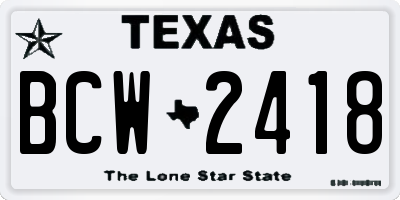 TX license plate BCW2418