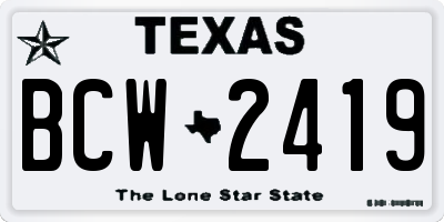 TX license plate BCW2419