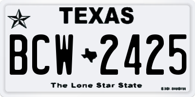 TX license plate BCW2425