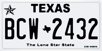 TX license plate BCW2432