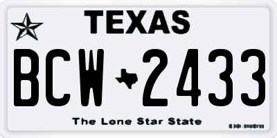 TX license plate BCW2433
