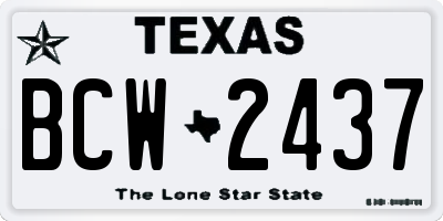 TX license plate BCW2437