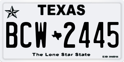 TX license plate BCW2445