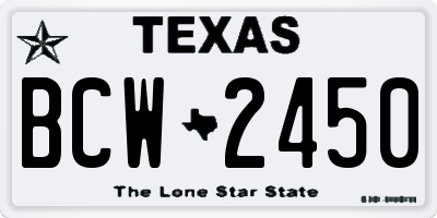 TX license plate BCW2450