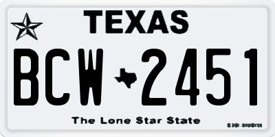 TX license plate BCW2451