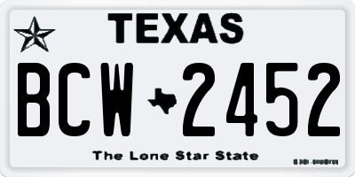 TX license plate BCW2452
