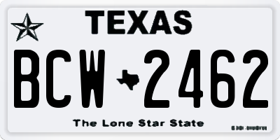 TX license plate BCW2462