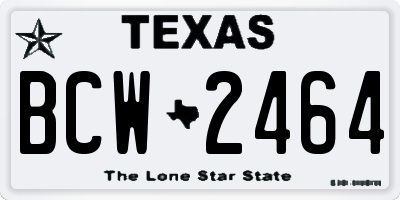 TX license plate BCW2464