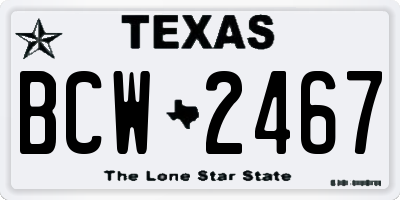 TX license plate BCW2467