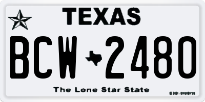 TX license plate BCW2480