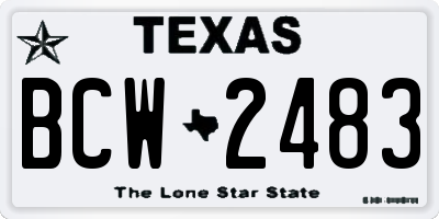 TX license plate BCW2483