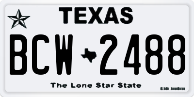 TX license plate BCW2488