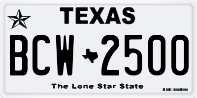 TX license plate BCW2500
