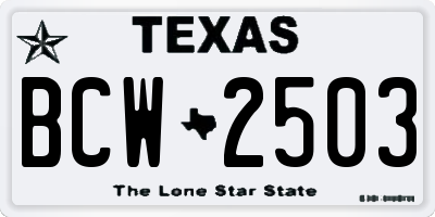 TX license plate BCW2503