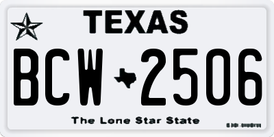 TX license plate BCW2506
