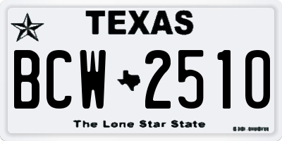 TX license plate BCW2510