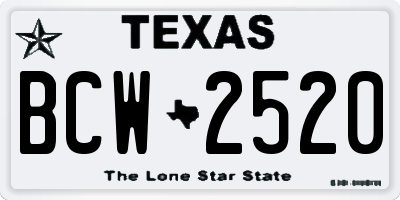 TX license plate BCW2520