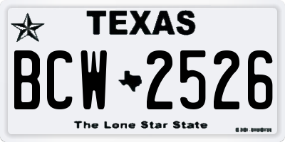 TX license plate BCW2526
