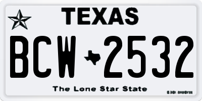 TX license plate BCW2532