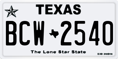 TX license plate BCW2540