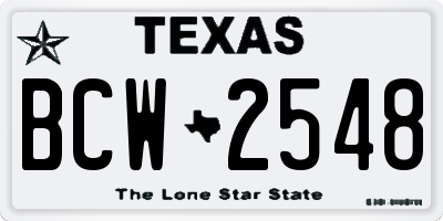 TX license plate BCW2548