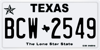 TX license plate BCW2549