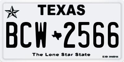 TX license plate BCW2566