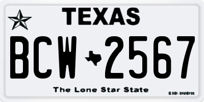 TX license plate BCW2567