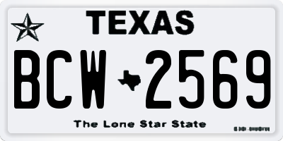 TX license plate BCW2569