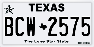 TX license plate BCW2575