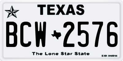 TX license plate BCW2576
