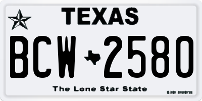 TX license plate BCW2580