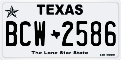 TX license plate BCW2586