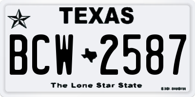 TX license plate BCW2587