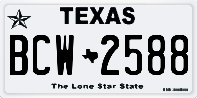 TX license plate BCW2588