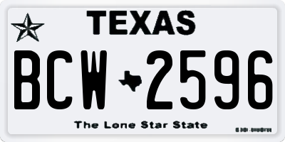 TX license plate BCW2596