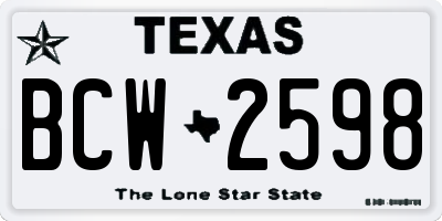 TX license plate BCW2598