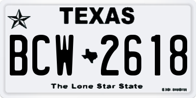 TX license plate BCW2618