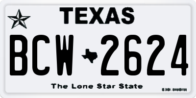 TX license plate BCW2624