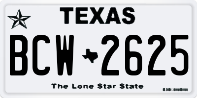 TX license plate BCW2625