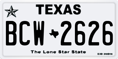 TX license plate BCW2626