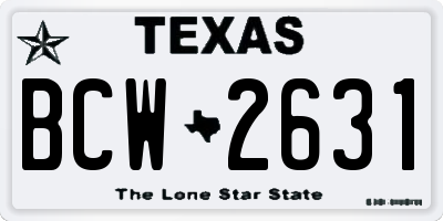 TX license plate BCW2631